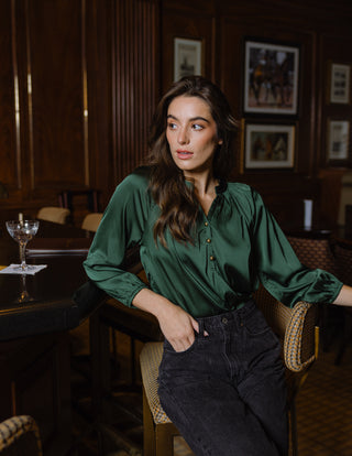 Carlisle Top in Spruce Stretch Satin