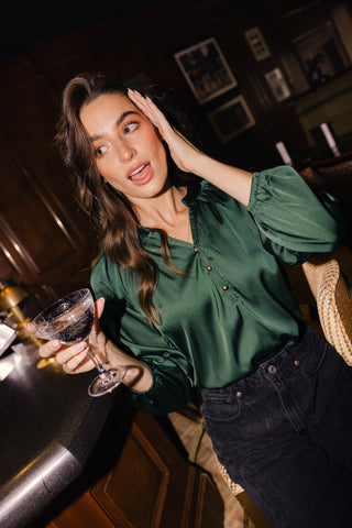 Carlisle Top in Spruce Stretch Satin