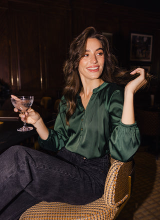 Carlisle Top in Spruce Stretch Satin