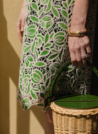 Lace Caroline Dress in Green Tulip Lace