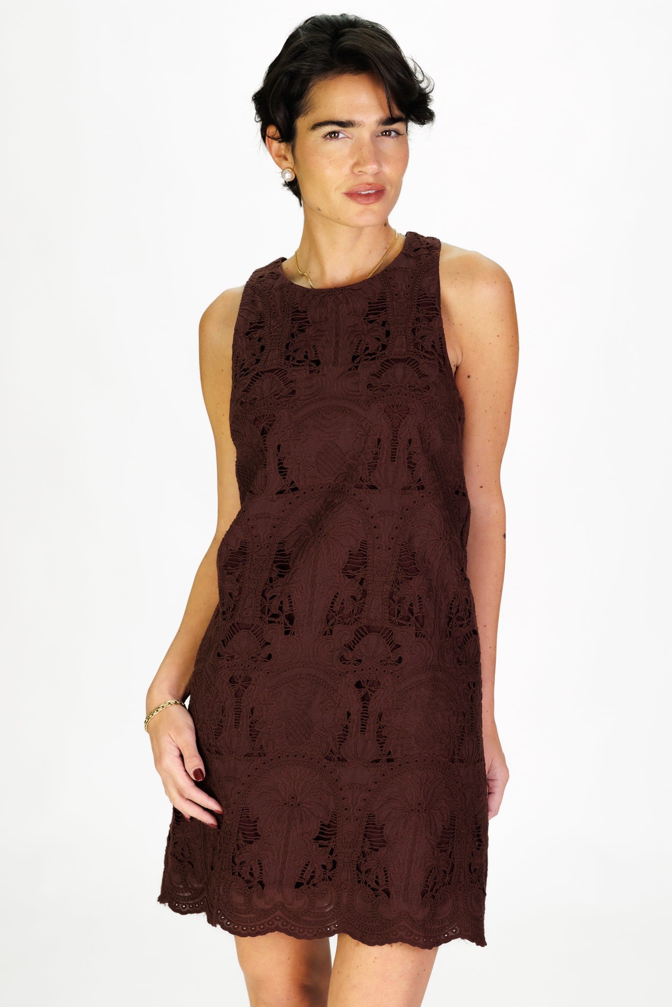 Women's Lace Caroline Dress in Palm Island Embroidered Lace | Duffield Lane S Women's Lace Caroline Dress in Palm Island Embroidered Lace | Duffield Lane S