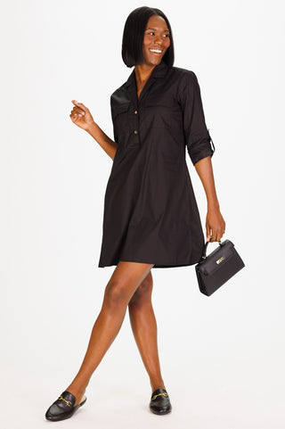 Carson Dress in Black Stretch Poplin