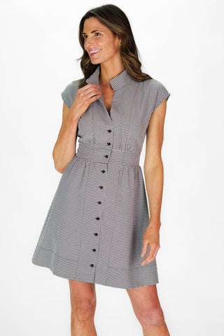 Cece Dress in Black Mini Gingham Seersucker