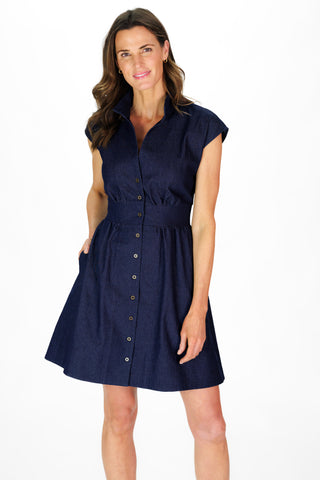 Cece Dress in Dark Stretch Denim