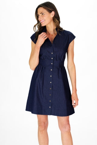 Cece Dress in Dark Stretch Denim