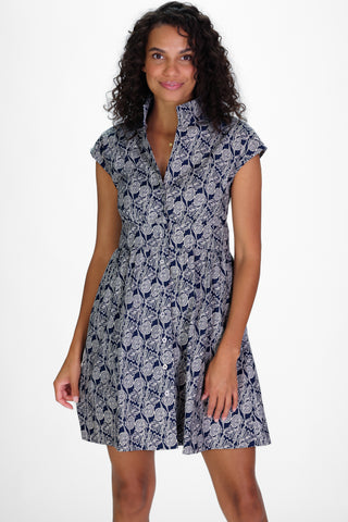 Cece Dress in Ornate Navy