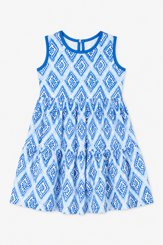 Girls Solar Stretch Harriet Dress in Bluebell Trellis