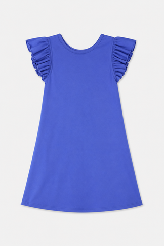 Girls Pique Nellie Bow Back Dress in Periwinkle
