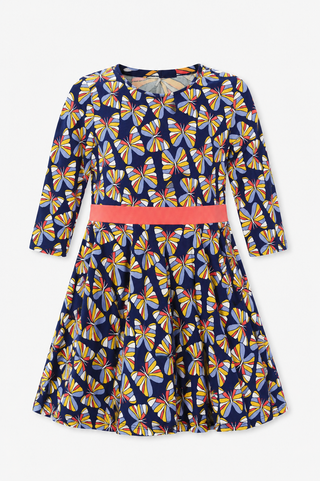 Girls Joelle Twill Dress in Butterfly Print