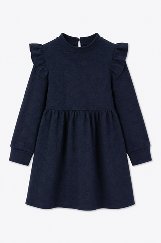 Girls Aaliyah Dress in Navy Polka Dot