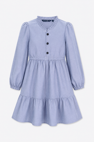 Girls Jacqueline Dress in Chambray Oxford