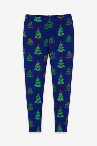Girls Lolly Legging in Navy Festive Trees