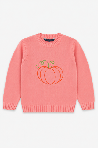 Kids Chain Stitch Pumpkin Crewneck