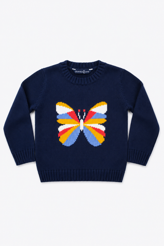 Girls Butterfly Crew Neck Sweater