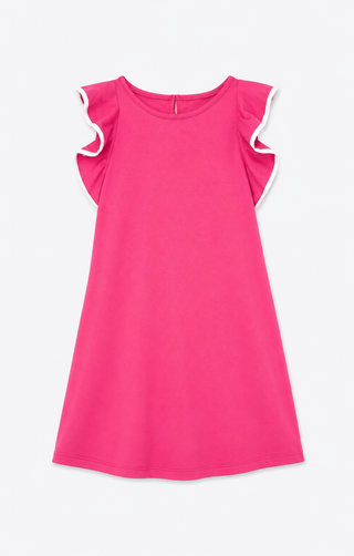 Girls Reena Ruffle Dress in Raspberry