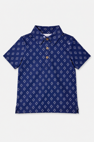 Kids James Polo in Navy Diamond
