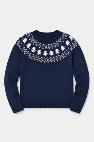 Duffield Lane x Northern Classics Kids Fair Isle Crew Neck Sweater in Navy