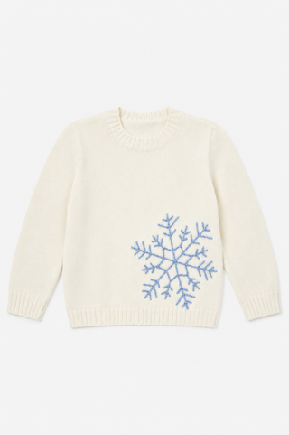 Girls Sparkle Snowflake Crew Neck in Ivory