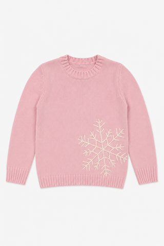Girls Sparkle Snowflake Crew Neck in Pink