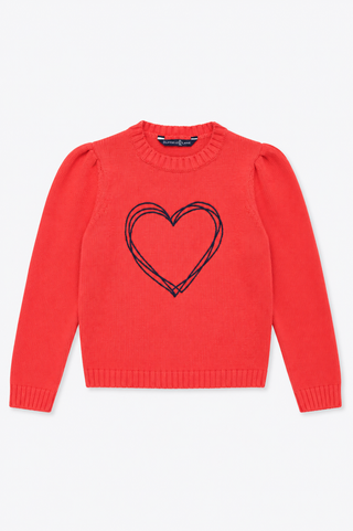 Girls Heart Crew Neck Sweater