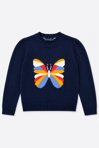 Girls Butterfly Crew Neck Sweater