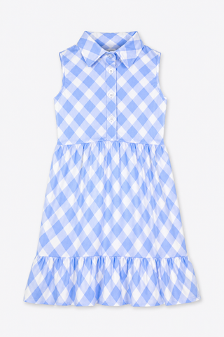 Girls Lakelyn Dress in Blue Bell Wavy Gingham