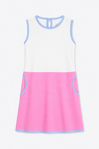 Girls Pique Boston Dress in Spring Colorblock