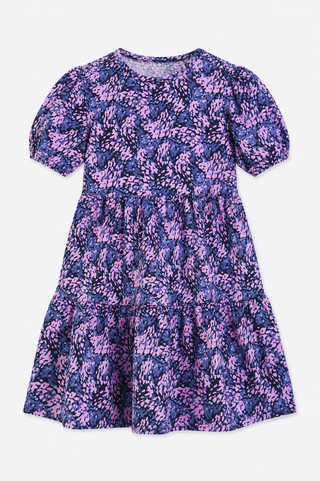 Girls Puff Sleeve Ashton Dress in Moonlit Lavender