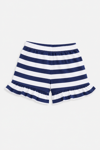 Girls Remy Ruffle Short in Royal Navy & White Stripe