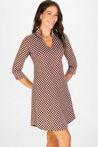 Lillian Dress in Chocolate Gingham