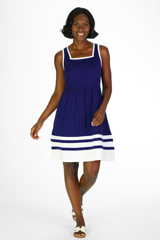 Cheyenne Dress in Royal Navy and White