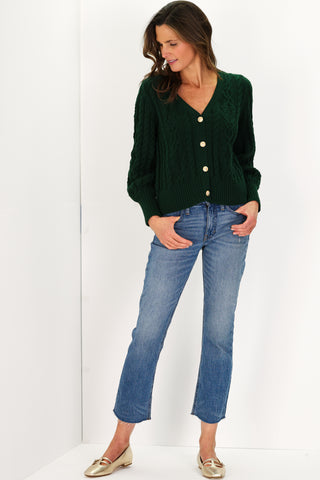 Forest Cotton Chloe Cable Knit Cardigan