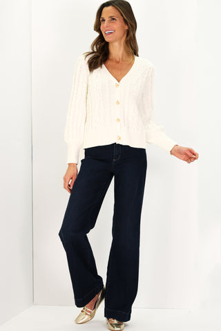 Ivory Cotton Chloe Cable Knit Cardigan