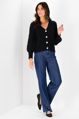 Chloe Cable Cardi in Black