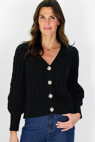 Chloe Cable Cardi in Black
