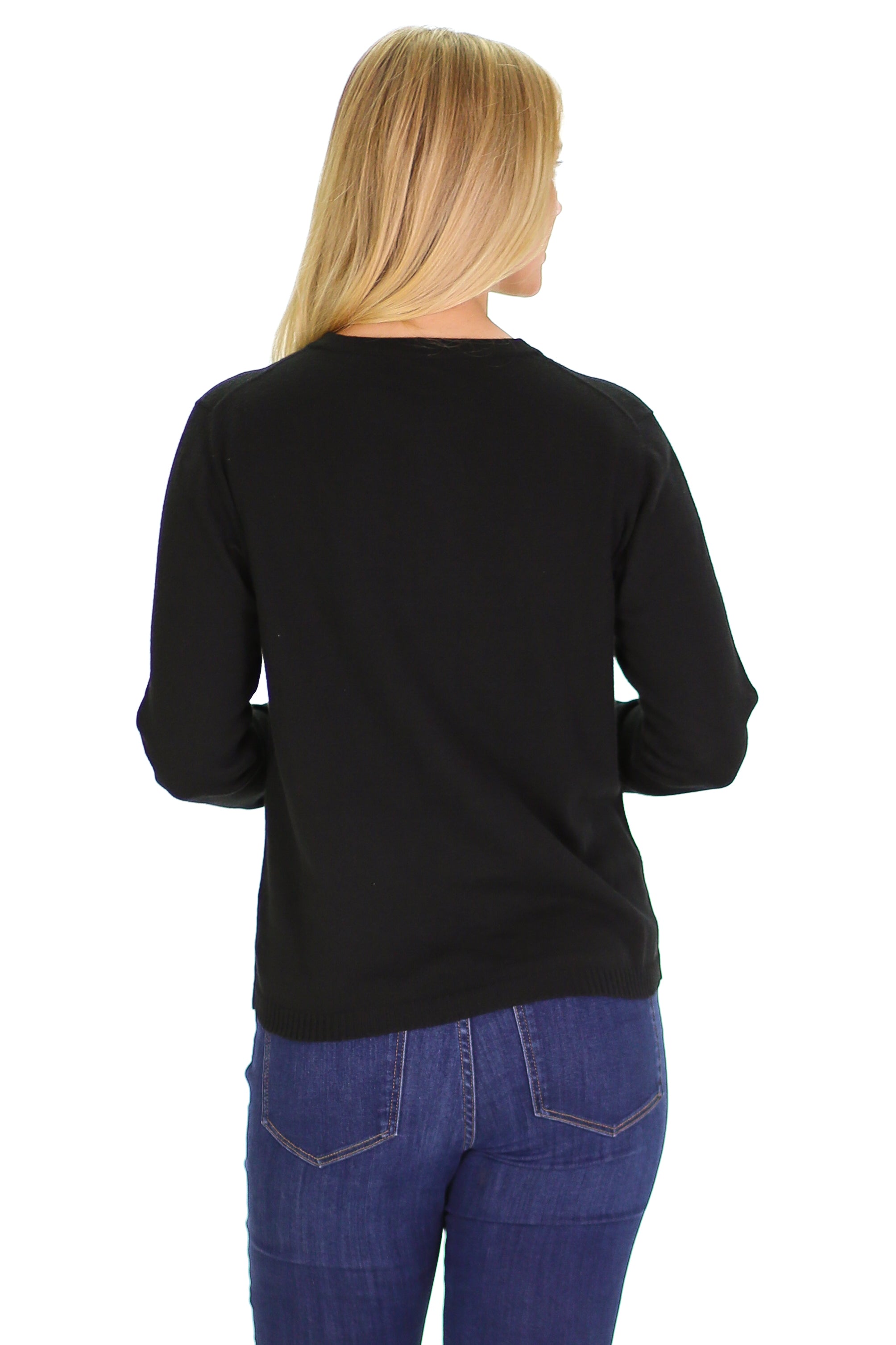 Women's Crewneck Feathered Pullover Sweater - Knox Rose™ Black L