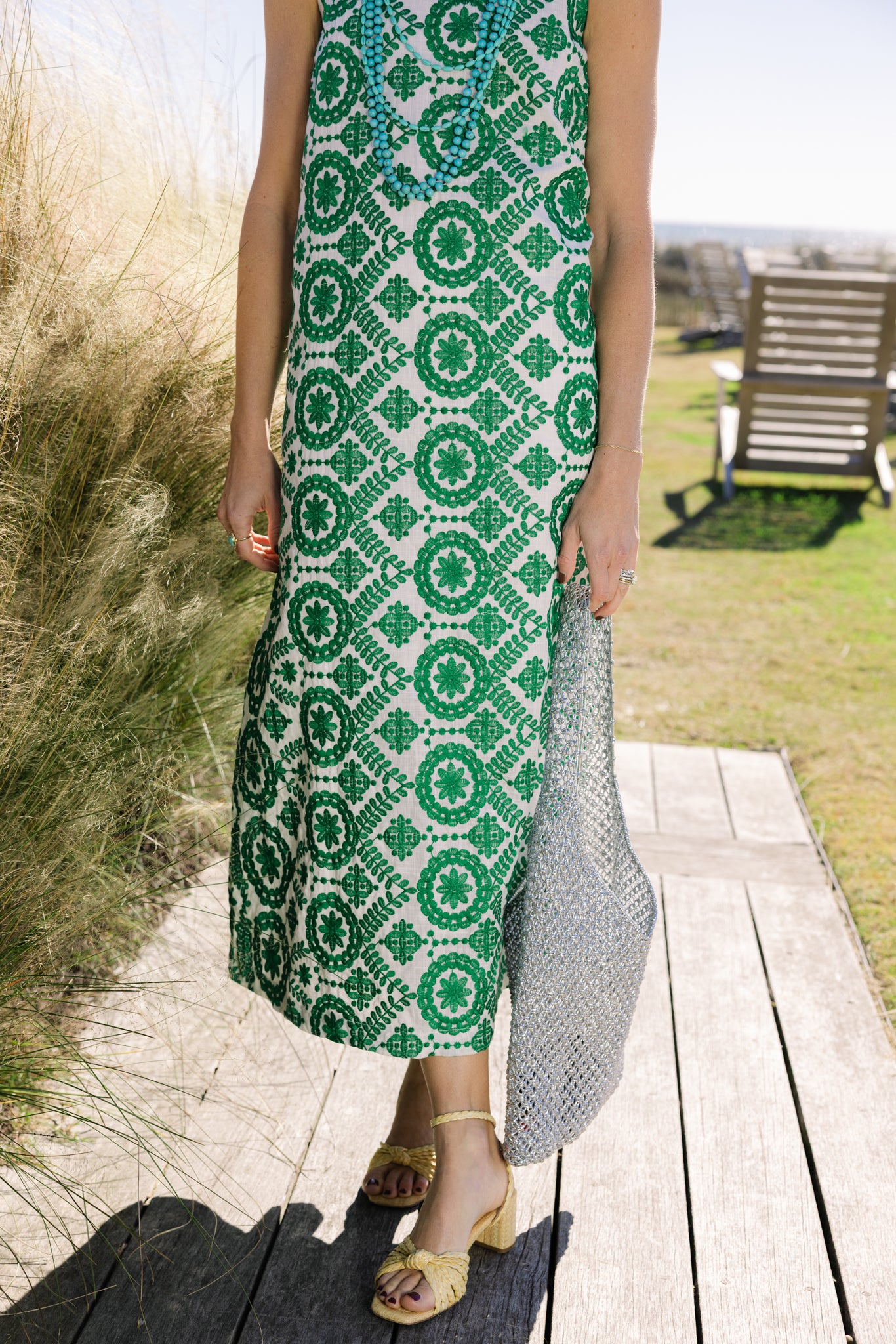Women's Colette Dress in Emerald Vine Embroidery | Duffield Lane Women's Colette Dress in Emerald Vine Embroidery | Duffield Lane