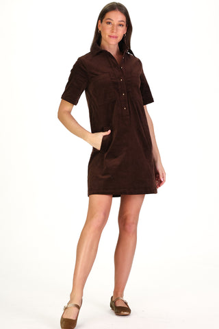 Corduroy Mary Dress in Brown