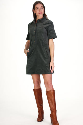 Corduroy Mary Dress in Forest
