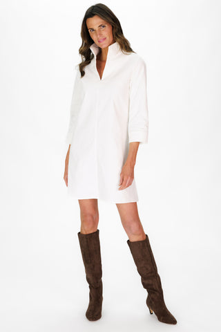 Victoria Dress in White Corduroy