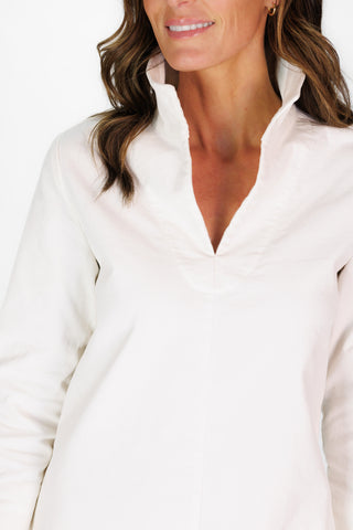 Victoria Dress in White Corduroy