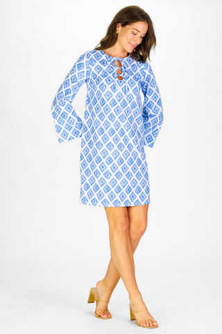 Corinna Dress in Bluebell Trellis