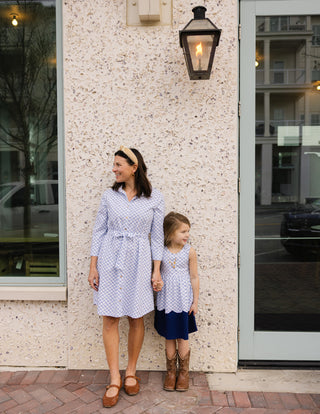Girl Albany Dress in Cornflower Trellis