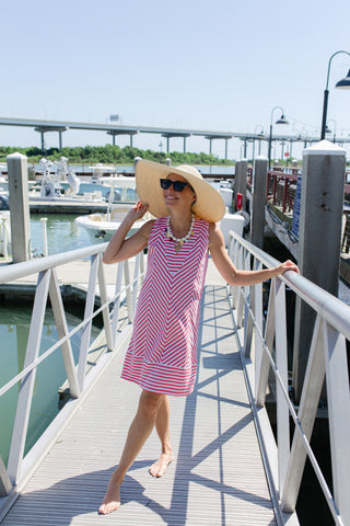 Cove Dress in Red Stripe