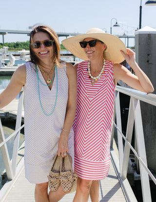 Cove Dress in Tan Stripe