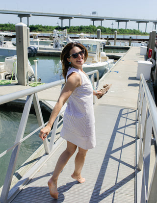 Cove Dress in Tan Stripe
