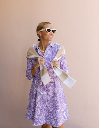 Camila Dress in Lavender Mosaic