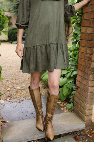 Suede Katie Dress in Forest