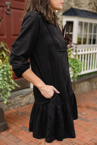 Suede Katie Dress in Black