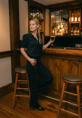 Suede Sasha Pant in Black
